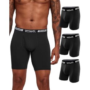 Men's Underwear Boxer Briefs, Performance Athletic Microfiber for Active Sports 3 Pack