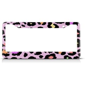 Tropical Cactus Pattern License Plate Frame Auto Tag Frames White Pink Green Flowers License Plates Holder 2 Holes Decorative Car Truck Motorcycle License Plates Tag for Men Women