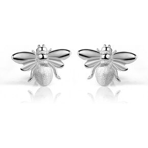 S925 Sterling Silver Stud Earrings Honeybee Stud Earrings for Women, Handmade Unique Jewelry Gifts