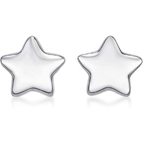 925 Sterling Silver Star Stud Earrings for Women with Push Backs 9 mm by Lavari Jewelers
