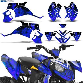 ATV Graphics kit Sticker Decal Compatible with Polaris Outlaw 90/110 2002-2011 - Flames Blue