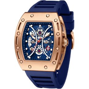 MF MINI FOCUS Watch for Men Wristwatch Fashion Hollow Big Dial Luminous Waterproof Sport Analog Quartz Business Mens Watches Blue Silicon Strap Dress Watch