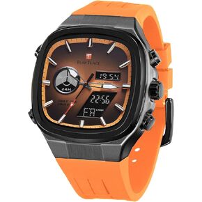 Men’s Watches Analog Digital Quartz Waterproof Sport Watches for Men Chronograph Alarm Multifunctional Wrist Watch with Silicone Strap