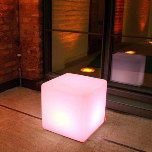 Hullaballoo 20-Inch LED Light Cube Decorative Glow Furniture Waterproof Rechargeable Adjustable RGB Color Changing w/Remote for Party Lamp Night Romantic Indoor Outdoor Lighting in Saudi Arabia