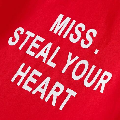 Tinypainter Toddler Girl Valentines Day Outfit Letter T-Shirt+Love Heart Bell Buttoms Pants+Headband Summer Clothes Set 2-7T in Kuwait