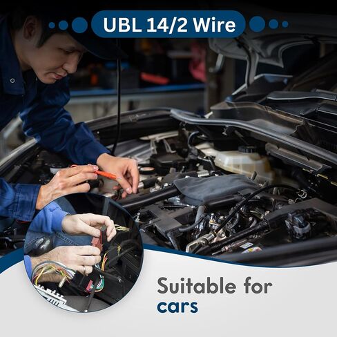 سلك كهربائي للسيارات UBL 14/2 - كابل مجدول 14 AWG - كابل LED مرن منخفض الجهد - أفضل خيار لتشغيل صفارات الإنذار ذات التيار العالي أو شريط الإضاءة (10 أقدام) in Saudi Arabia