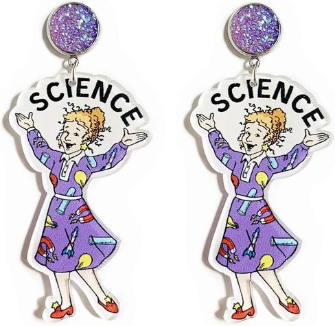 Colorful Resin Acrylic Teacher Dangle Earrings Cute Rainbow Earrings for Women Jewelry Gift for Teacher in Kuwait