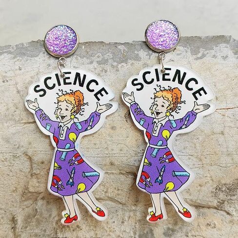 Colorful Resin Acrylic Teacher Dangle Earrings Cute Rainbow Earrings for Women Jewelry Gift for Teacher in Kuwait