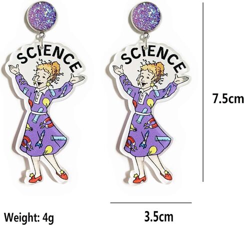 Colorful Resin Acrylic Teacher Dangle Earrings Cute Rainbow Earrings for Women Jewelry Gift for Teacher in Kuwait