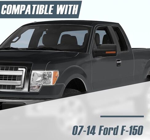 مرايا السحب على الجانب الأيسر للسائق تناسب 04-06 Ford F150، تسخين كهربائي، مع إشارة كهرمانية، استبدال مرآة سوداء in Saudi Arabia