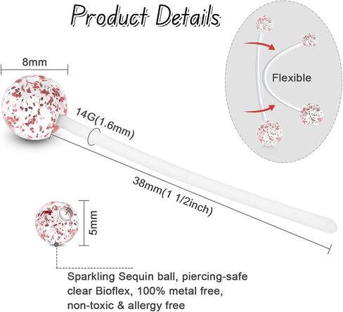 FECTAS Pregnancy Belly Button Rings 9pcs Long Bar 32&35&38mm Plastic for Pregnant Women Clear Belly Button Ring Clear Flexible Bioplast Navel Piercing Retainer in Kuwait