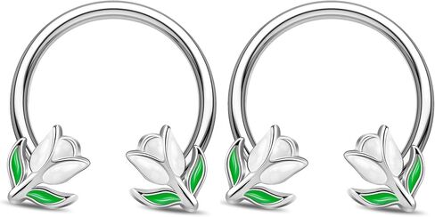 Jewseen 2PCS Flower Septum Ring 16g Tulip Septum Jewelry Gold Septum Piercing Jewelry Gold Cartilage Earring Surgical Steel Helix Diath Conch Piercing Jewelry Floral Nose Hoop for Women Men in Kuwait