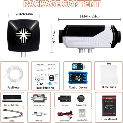 Diesel Heater 8.3KW, 12V/24V Blue Diesel Air Heater for Car and Indoor Use, Bluetooth Remote Control, LCD Panel Control, Efficient Diesel Heater for Vans, RVs, Trucks, and Garages in Saudi Arabia