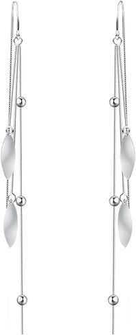POPLYKE 925 Sterling Silver Threader Earrings for Women Sterling Silver Through Long Chains Earrings Jewelry Gifts for Women in Saudi Arabia