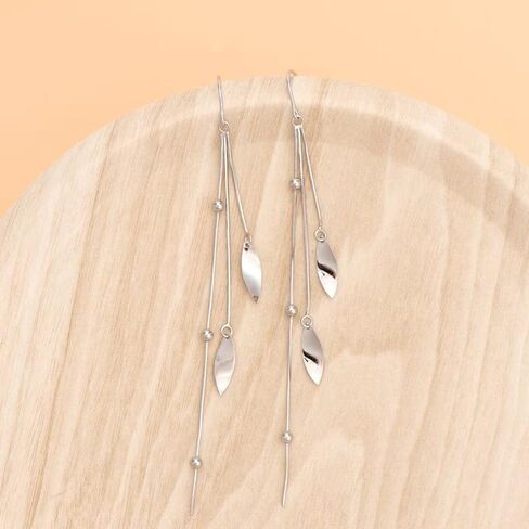 POPLYKE 925 Sterling Silver Threader Earrings for Women Sterling Silver Through Long Chains Earrings Jewelry Gifts for Women in Saudi Arabia