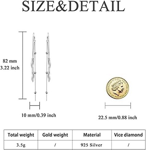 POPLYKE 925 Sterling Silver Threader Earrings for Women Sterling Silver Through Long Chains Earrings Jewelry Gifts for Women in Saudi Arabia
