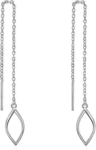 POPLYKE 925 Sterling Silver Threader Earrings for Women Sterling Silver Through Long Chains Earrings Jewelry Gifts for Women in Saudi Arabia