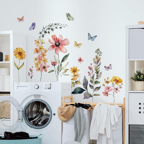 Flowers Wall Stickers Flowers Wall Decals Peel and Stick Removable Flowers Art Wall Decor for Living Room Bedroom Nursery Office in Saudi Arabia