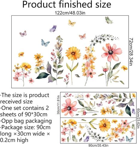 Flowers Wall Stickers Flowers Wall Decals Peel and Stick Removable Flowers Art Wall Decor for Living Room Bedroom Nursery Office in Saudi Arabia