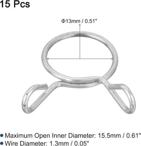 uxcell 15 Pcs Fuel Line Hose Tubing Spring Clips, 4.5mm Inner Dia 304 Stainless Steel Water Pipe Spring Clip Clamps for Motorcycle Scooter ATV in Saudi Arabia