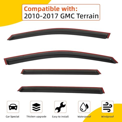 4pcs Out-Channel Smoke Tint Rain Guard compatible with 2010-2017 Terrain Tape-On Vent Deflector Window Visors Car Accessories in Saudi Arabia