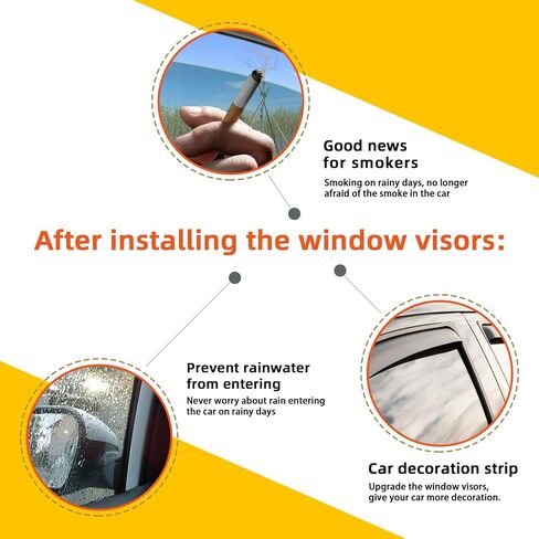 4pcs Out-Channel Smoke Tint Rain Guard compatible with 2010-2017 Terrain Tape-On Vent Deflector Window Visors Car Accessories in Saudi Arabia
