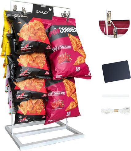 حامل عرض رف الرقائق، منظم الوجبات الخفيفة، لوازم حامل امتياز خشبي دوار على شكل زهرة مع 40 مشبكًا، منظم شرائح مقاوم للماء للمخزن، حامل حقيبة الرقائق، عرض حامل الرقائق للحفلات، رف عرض شرائح التجزئة، طبيعي in Kuwait