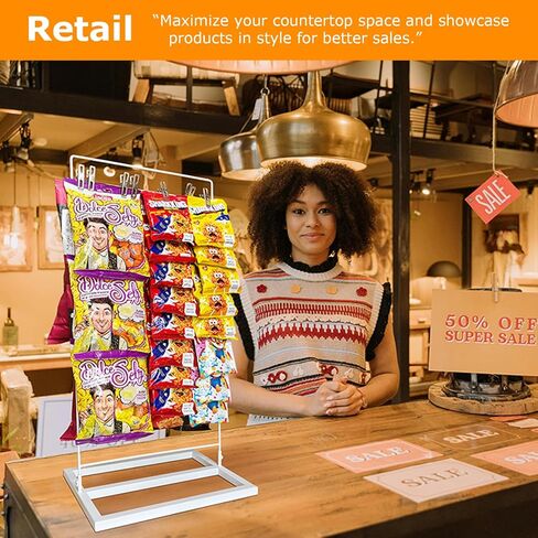 حامل عرض رف الرقائق، منظم الوجبات الخفيفة، لوازم حامل امتياز خشبي دوار على شكل زهرة مع 40 مشبكًا، منظم شرائح مقاوم للماء للمخزن، حامل حقيبة الرقائق، عرض حامل الرقائق للحفلات، رف عرض شرائح التجزئة، طبيعي in Kuwait