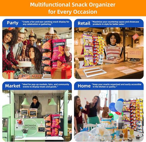 حامل عرض رف الرقائق، منظم الوجبات الخفيفة، لوازم حامل امتياز خشبي دوار على شكل زهرة مع 40 مشبكًا، منظم شرائح مقاوم للماء للمخزن، حامل حقيبة الرقائق، عرض حامل الرقائق للحفلات، رف عرض شرائح التجزئة، طبيعي in Kuwait