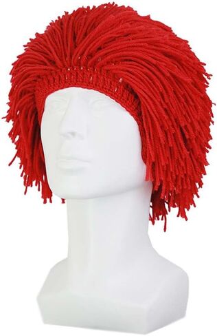Autumn and Winter Warm Hats Handmade Knitted Hats Halloween Hats Party Hats Wool Savage Hats Men Hat Funny Wig Hat in Kuwait