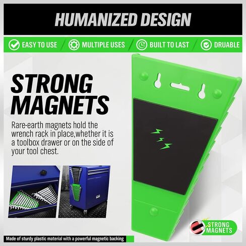 Magnetic Wrench Organizer 2-piece, Wrench Rack Tool Trays SAE (1/4" to 1-1/16"), Metric (6mm to 24mm), 32-Slot Drawer Storage Tools, Wrench Set Holder in Saudi Arabia