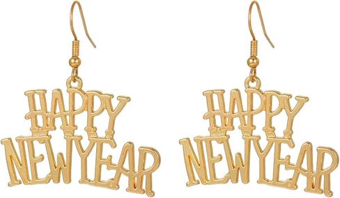 coadipress سعيد السنة الجديدة الأقراط للنساء حساسة الأزياء احتفالية عطلة يهتف رأس السنة الجديدة حزب استرخى انخفاض الأقراط سنوات جديدة حزب بيان مجوهرات مفاجأة هدية in Kuwait