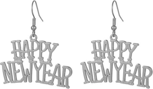 coadipress Happy New Year Earrings for Women Delicate Fashion Festive Holiday Cheer New Year Eve Party Dangle Drop Earrings New Years Party Statement Jewelry Surprise Gift in Saudi Arabia
