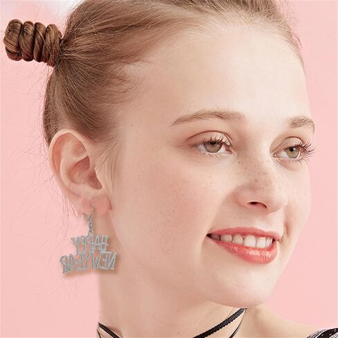 coadipress Happy New Year Earrings for Women Delicate Fashion Festive Holiday Cheer New Year Eve Party Dangle Drop Earrings New Years Party Statement Jewelry Surprise Gift in Saudi Arabia