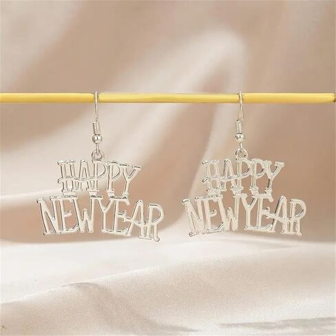 coadipress Happy New Year Earrings for Women Delicate Fashion Festive Holiday Cheer New Year Eve Party Dangle Drop Earrings New Years Party Statement Jewelry Surprise Gift in Saudi Arabia