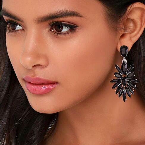 EleQueen Marquise Cluster Crystal Earrings Fashion Vintage Style Statement Drop Dangle Earrings for Women in Saudi Arabia