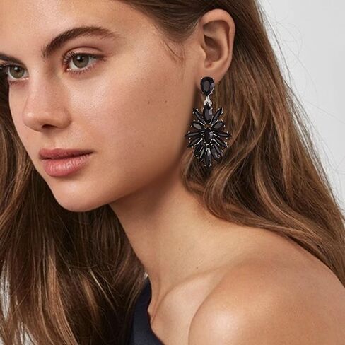 EleQueen Marquise Cluster Crystal Earrings Fashion Vintage Style Statement Drop Dangle Earrings for Women in Saudi Arabia