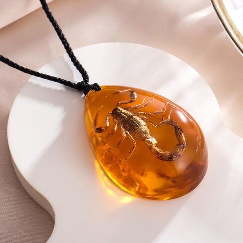 POYAMUSE Real Scorpion Pendant Necklace for Men and Women - Resin Bug Necklace, Scorpion Pendant Necklace - Amber Insect Necklace in Saudi Arabia