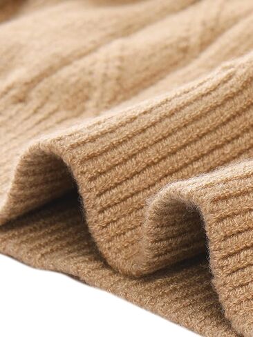 Allegra K Women's Oversized Sweaters Turtleneck Spilt Hem Cable Knit Pullover Tops in Kuwait