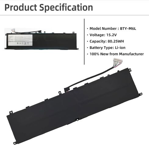 بطارية الكمبيوتر المحمول BTY-L77 مناسبة لـ MSI GT72 2QD 2QE 2PE 6QE GT72S 6QF 6QD GT72VR 6RD GT80 2QE 2QD 2QC GT80S 6QE Dominator WT72 6QK 2OL MS-1781 MS-1783 2PE-022CN 2QD-1019XCN 11.1 فولت 83.25 وات في الساعة in Saudi Arabia
