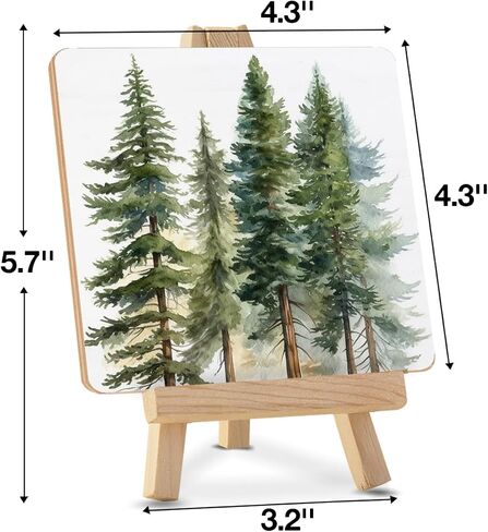 Forest Art Decor Sign Watercolor Pine Tree Wood Sign with Easel Forest Wood Plaque Home Living Room Desk Table Shelf Decor in Saudi Arabia