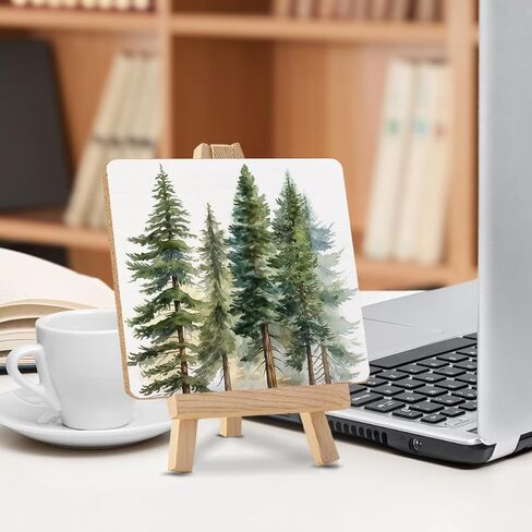 Forest Art Decor Sign Watercolor Pine Tree Wood Sign with Easel Forest Wood Plaque Home Living Room Desk Table Shelf Decor in Saudi Arabia