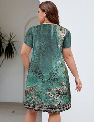 Halife Women's Plus Size Summer Dresses with Pockets Floral Beach Boho Tunic Dresses Flowy Sundresses in Saudi Arabia