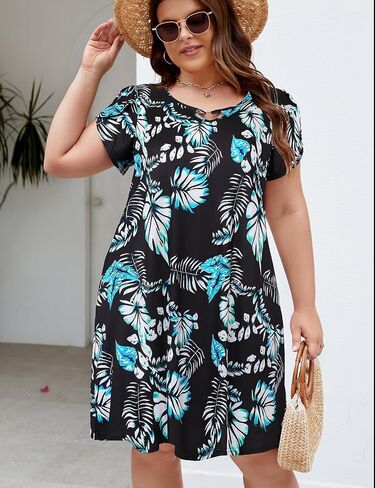 Halife Women's Plus Size Summer Dresses with Pockets Floral Beach Boho Tunic Dresses Flowy Sundresses in Saudi Arabia