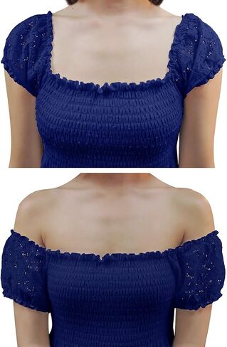 Anna-Kaci Women’s Boho-Chic Off-Shoulder Lace Maxi Dress with Smocked Detailing in Saudi Arabia