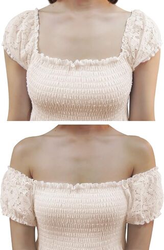 Anna-Kaci Women’s Boho-Chic Off-Shoulder Lace Maxi Dress with Smocked Detailing in Saudi Arabia