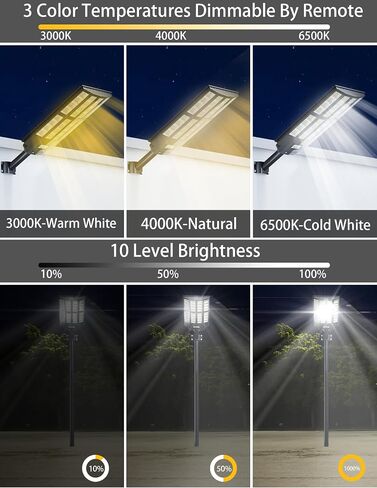 JAYNLT Y-5500W Solar Street Lights Outdoor, 3000K/4000K/6500K 550000LM Solar Parking Lot Lights Commercial Dusk to Dawn, Waterproof Solar Flood Lights with Motion Sensor for Garage, Driveway in Saudi Arabia