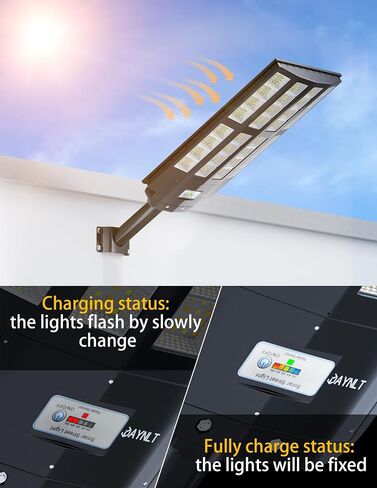 JAYNLT Y-5500W Solar Street Lights Outdoor, 3000K/4000K/6500K 550000LM Solar Parking Lot Lights Commercial Dusk to Dawn, Waterproof Solar Flood Lights with Motion Sensor for Garage, Driveway in Saudi Arabia