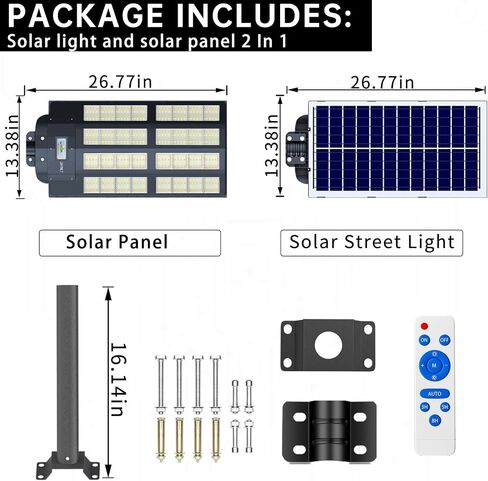 JAYNLT Y-5500W Solar Street Lights Outdoor, 3000K/4000K/6500K 550000LM Solar Parking Lot Lights Commercial Dusk to Dawn, Waterproof Solar Flood Lights with Motion Sensor for Garage, Driveway in Saudi Arabia