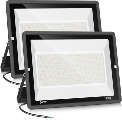 500W 2pack LED Flood Light Outdoor,(2750W Equivalent)Super Bright 58,500LM Daylight 5000K IP66 Waterproof Security LED Arena Lights,Commercial Lighting Floodlight for Backyard|Court|Stadium|Fields in Kuwait